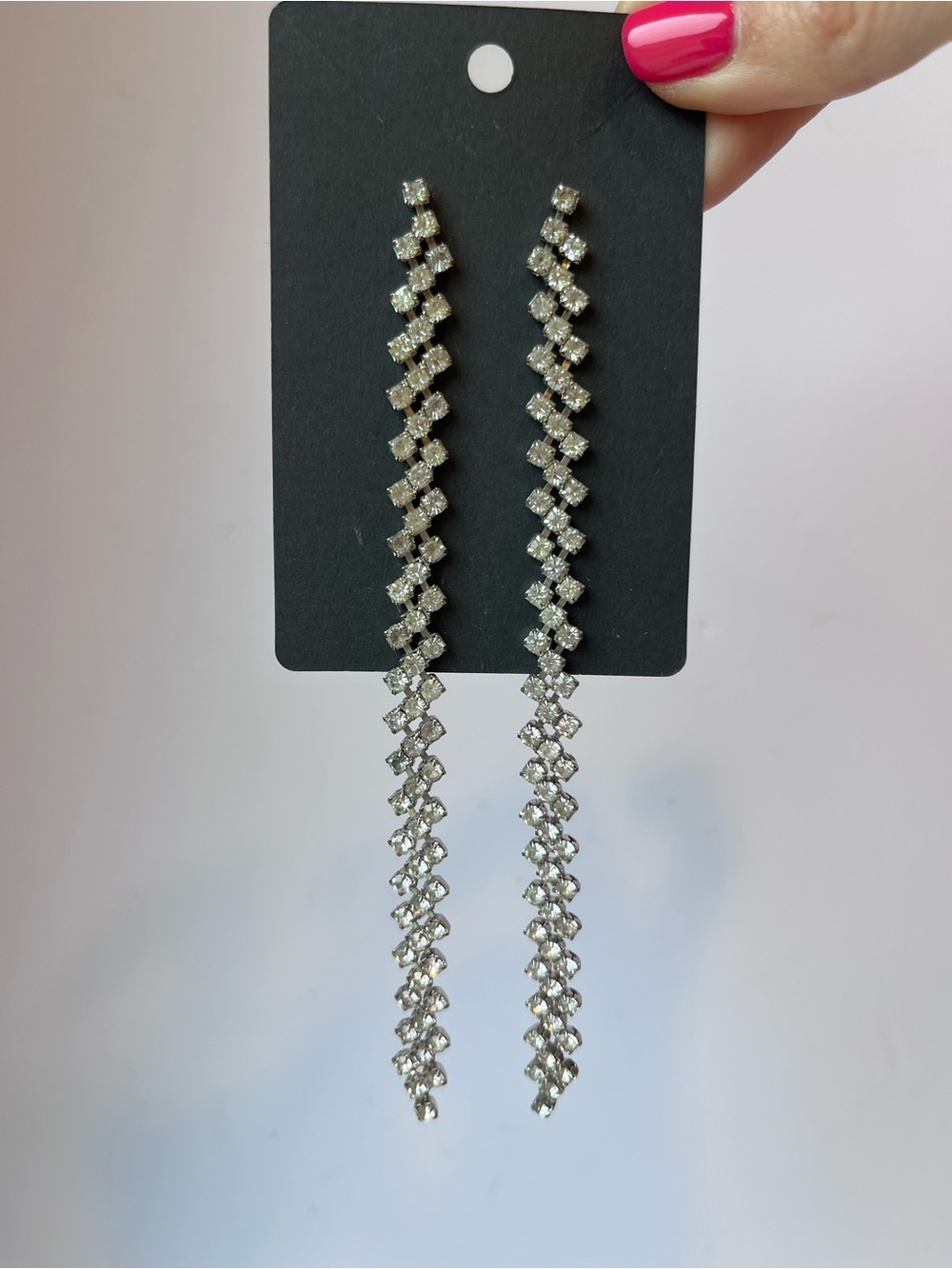Vintage Rhinestone Super Long Statement Earrings